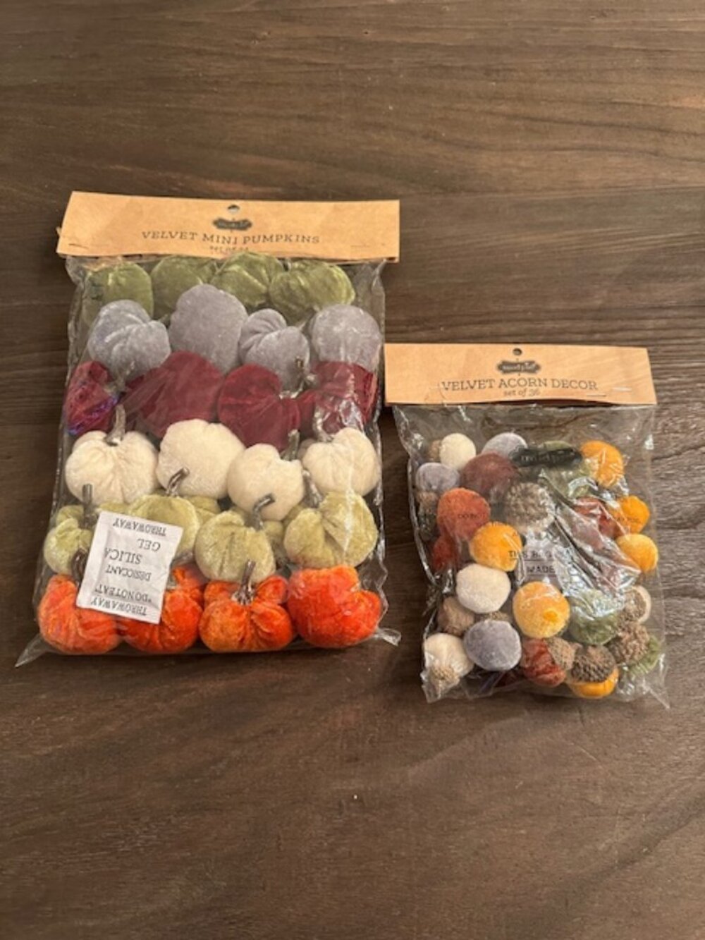 Assorted Mini Velvet Pumpkins and Acorns - by Mud Pie